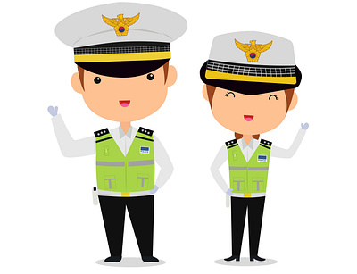 south korean traffic police animation design flat illustration illustrator minimal vector web