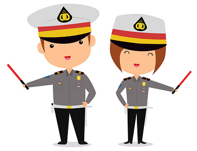 Indonesian Traffic Police animation design flat illustration illustrator minimal