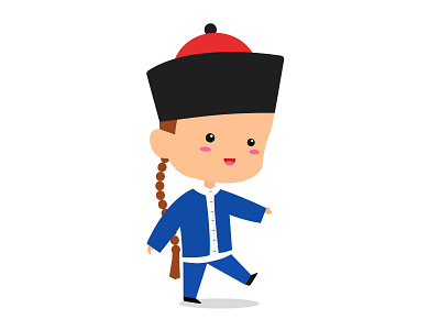 Qing dynasty boy animation design flat icon illustration minimal vector