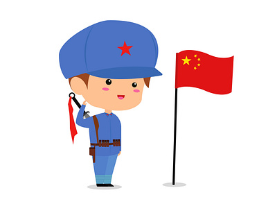 Chinese red army animation art design flat icon illustration illustrator minimal vector