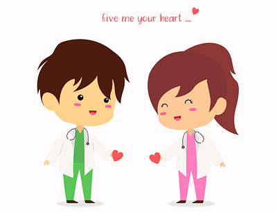 cute doctor couple animation art design flat icon illustration illustrator minimal vector