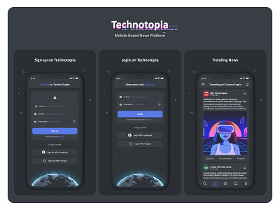 Login & Sign up for news mobile app clay mockup dark mode google play interaction design interactive prototype login mobile mobile app mobile app design mockup platform play store sign up signup ui ui design uiux user experience user interface ux