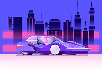 Purple Car car city design future gradient illustration mobility purple retro shiny speed vector