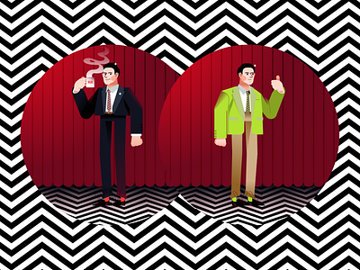 Agent Cooper black character cinema coffee curtains damn detective good illustration lodge lynch movie pattern red twin peaks vectors zigzag