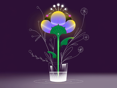 Shiny Flower flora flower gradient icon illustration pencil procreate sketch texture vector