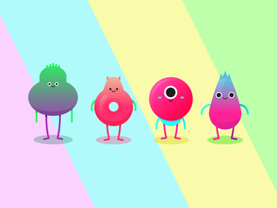 Monsters character concept cute gradient illustration monster vector