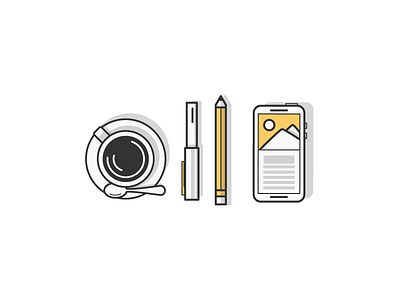 Essentials coffee desk essentials icon illustration pen pencil phone vectors work workspace