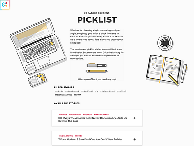 Picklist site UI code coffee illustration interface mac responsive ui ux vector web webdesign