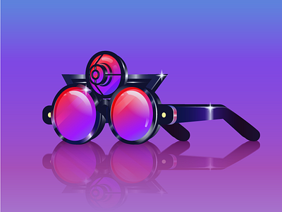 Futuristic eyewear 80 fashion future futuristic glasses gradient illustration retro shine shiny vector