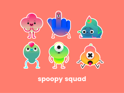 Spoopy Squad app bird character cute eye gradient icons illustration interaction monster pack stickers