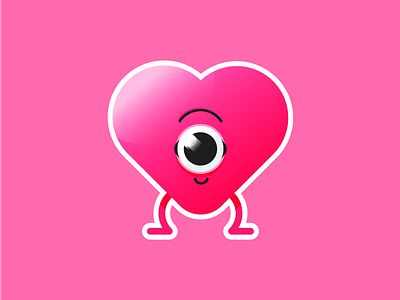 Spoopy Valentine's Heart character day gradient heart illustration love monster pink stickers valentines
