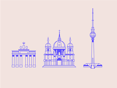 1st Year in Berlin anniversary berlin building city gate icon iconography monument tower tv vector