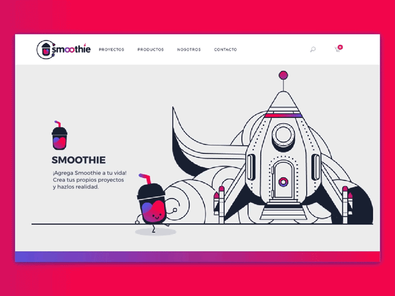 Smoothie brand flinto gradient illustration landing logo prototype rocket tech ui vectors website