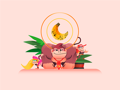 Donkey Kong banana charachter donkey fruit game gaming illustration jungle kong nintendo retro retrogaming
