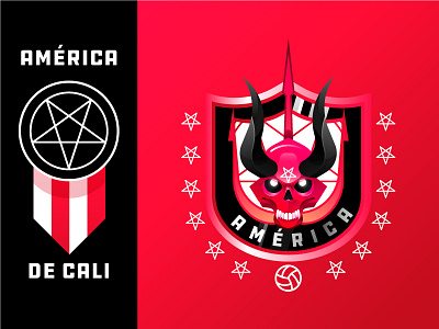 America badge crest demon devil football metal red skull soccer spooky sport star