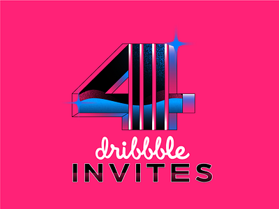 Dribbble Invites 4 draft dribbble four giveaway gradient invite invites shine shot typography