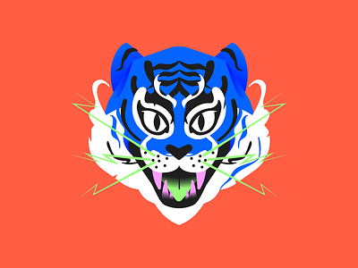 Electric tiger animal animals design fangs icon illustration tiger vector wildlife