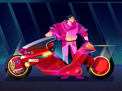 Akira 30th Anniversary akira anniversary character character design gradient illustration moto motorcycle neo tokyo vector