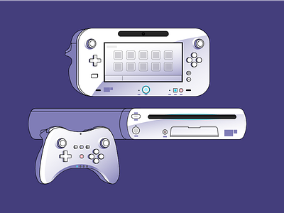 Nintendo Wii U console controller gamepad games gaming icon illustration nintendo screen stroke ugly vectors wiiu