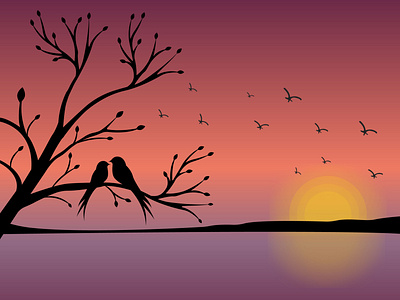 Pair of birds birds couple design flat illustration love lovers minimal vector