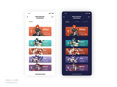 Daily UI 019 - Leaderboard 019 app design dailyui design graphicdesign mobile ui uidesign uiux ux webdesign