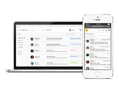 CustomMade Maker Inbox clean custommade inbox interface mail maker messages messaging minimal mobile ui ux