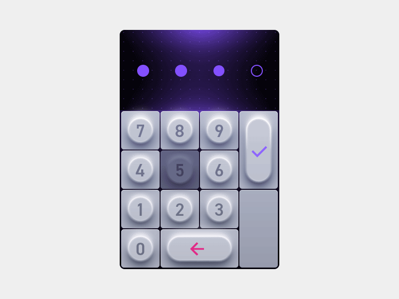 [2020] Keypad Animation Test 320x480 access screen animation animation after effects embedded display keypad login screen numlock numlock buttons numpad buttons op 1 pin restricted access rubber buttons security skeumorphic skeumorphism soft buttons teenage engineering violet