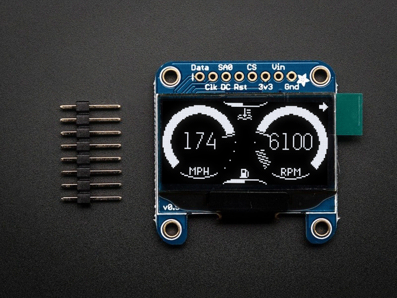 [2020] Tiny Car Cluster Display 128x64 1bit adafruit animation auto black and white car car cluster car gauge cluster dasboard driving gauge monochrome oled display oled display pixelart pixels speed gauge