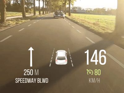 [2016] Car HUD (head up display) demo adas animation arrow auto car gif hud icon navigation screen sign speedometer