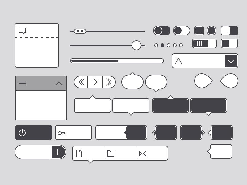 [2014] GUI font black flat font gray gui monochrome set simple ttf vector white