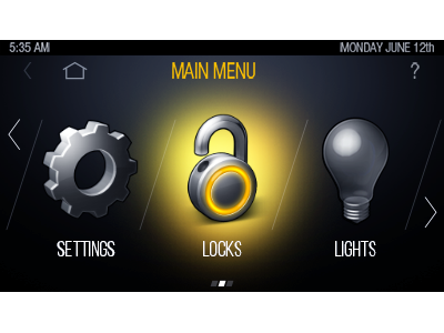 [2012] Security Main Screen 3d dark glow gui icons lightbulb padlock screen security ui yellow