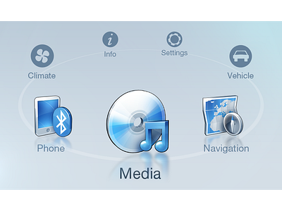 [2012] Blue infotainment theme 3d auto blue car cluster hardware icons infotainment light theme