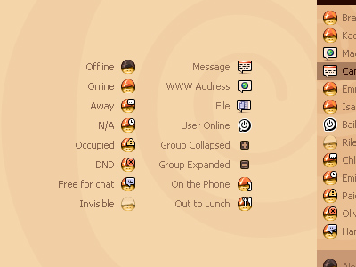 [2008] ICQ Icons avatar brown gray hat head icon icons icq offline online