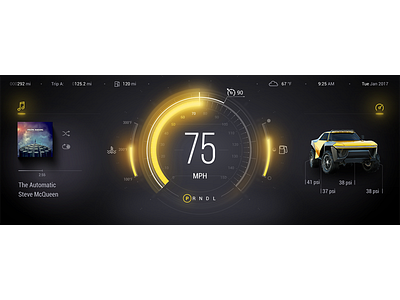 [2016] Yellow Cluster Preview auto car cluster dark demo futuristic glow lineart lines scifi yellow