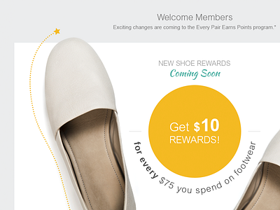 Shoe Rewards landing page clean landing page members product reward sale shoes simple ui visual design web yellow