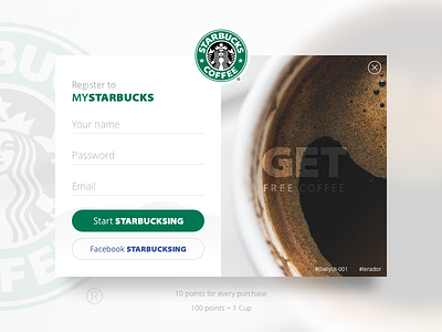 Daily Ui #001 Starbucks Sign Up concept coffee daily ui daily ui 001 drink facebook login sign up