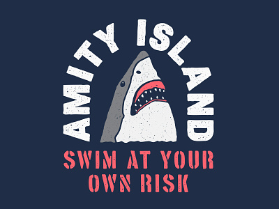 Swim At Your Own Risk illustration jaws lunchboxbrain retro shark summer typography vintage