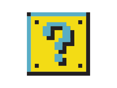 Too Many Qs 8 bit letter letterform mario bros question mark retro