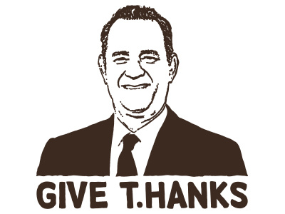 Give THanks funny illustration pun tom hanks type typography