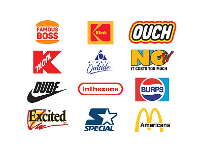 Offbrand 80s 90s branding fun identity logo parody