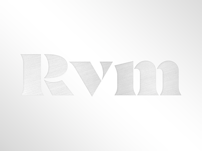 RVM logo black contrast custom lettering photography serif sharp stencil type typography