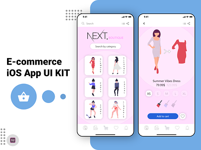 E-commerce iOS App UI KIT app buy cart cleandesign clothes concept e commerce ecommerce illustration mobile onlineshop onlinestore order product design shop shopping store ui ux