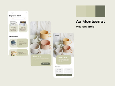 Handmade Mugs E-commerce Mobile App design figma mobile ui