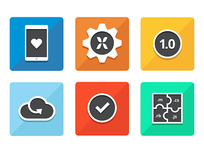 Feature Icons check cloud colorful features flat gear heart icon puzzle