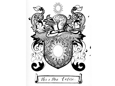 Family Crest - Black and White Illustration black and white crest family crest illustration ink