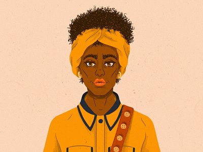 Afro girl portrait digital art digital painting drawing editorial illustration illustration portrait warm colors yellow