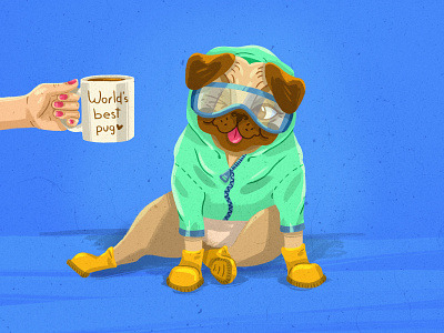 Shout-out to Harley “one-eyed” covid19 digital art digital painting doctors dog dog illustration drawing editorial illustration fanart illustration mexico pug puppy support