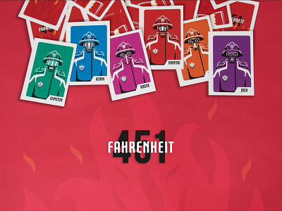 Fahrenheit 451: The board game board game book cards design design firefighter flat illustration logodesign vector