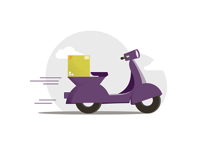 Delivery Scooter art artwork delivery service flat graphic design icon illustration vector