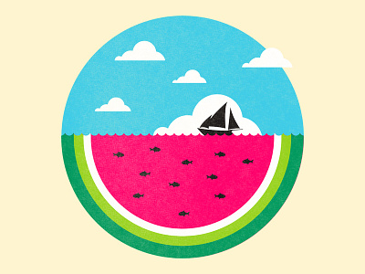 Watermelon Deep art boat fish fruit illustration nature sea t shirt watermelon